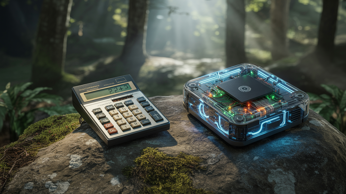 Broken calculator vs advanced computer