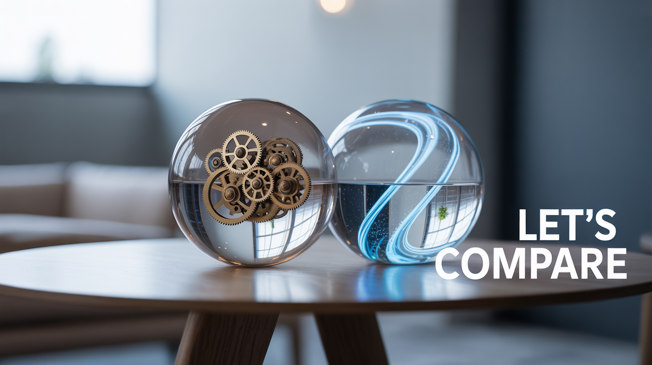 Side-by-side comparison of traditional affirmations vs Inner Influencing